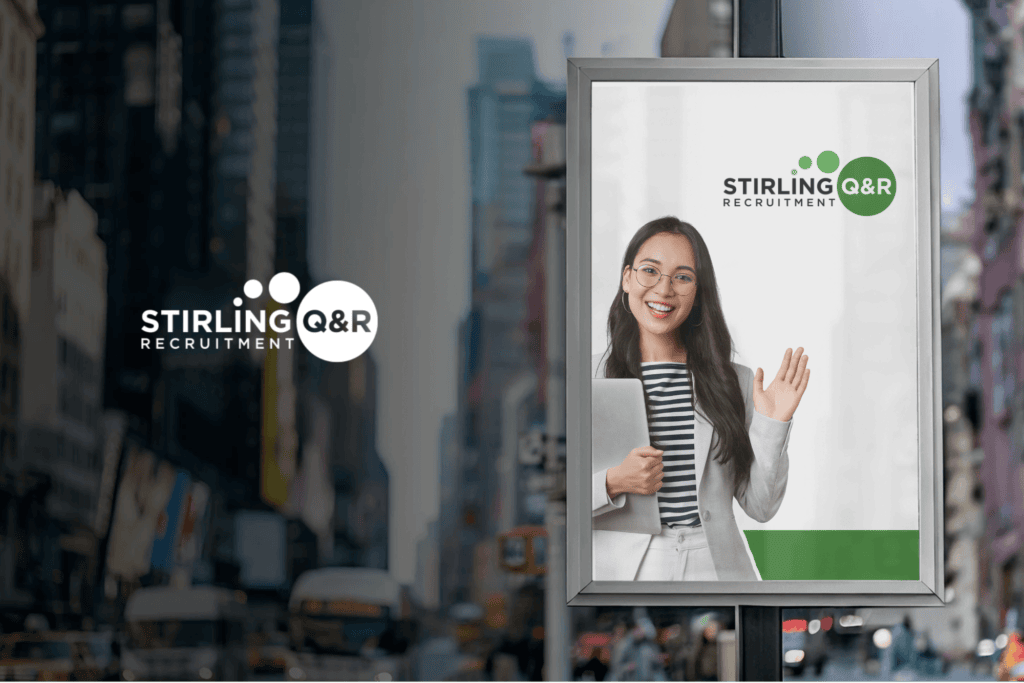 White Stirling Q&R logo with bilboard
