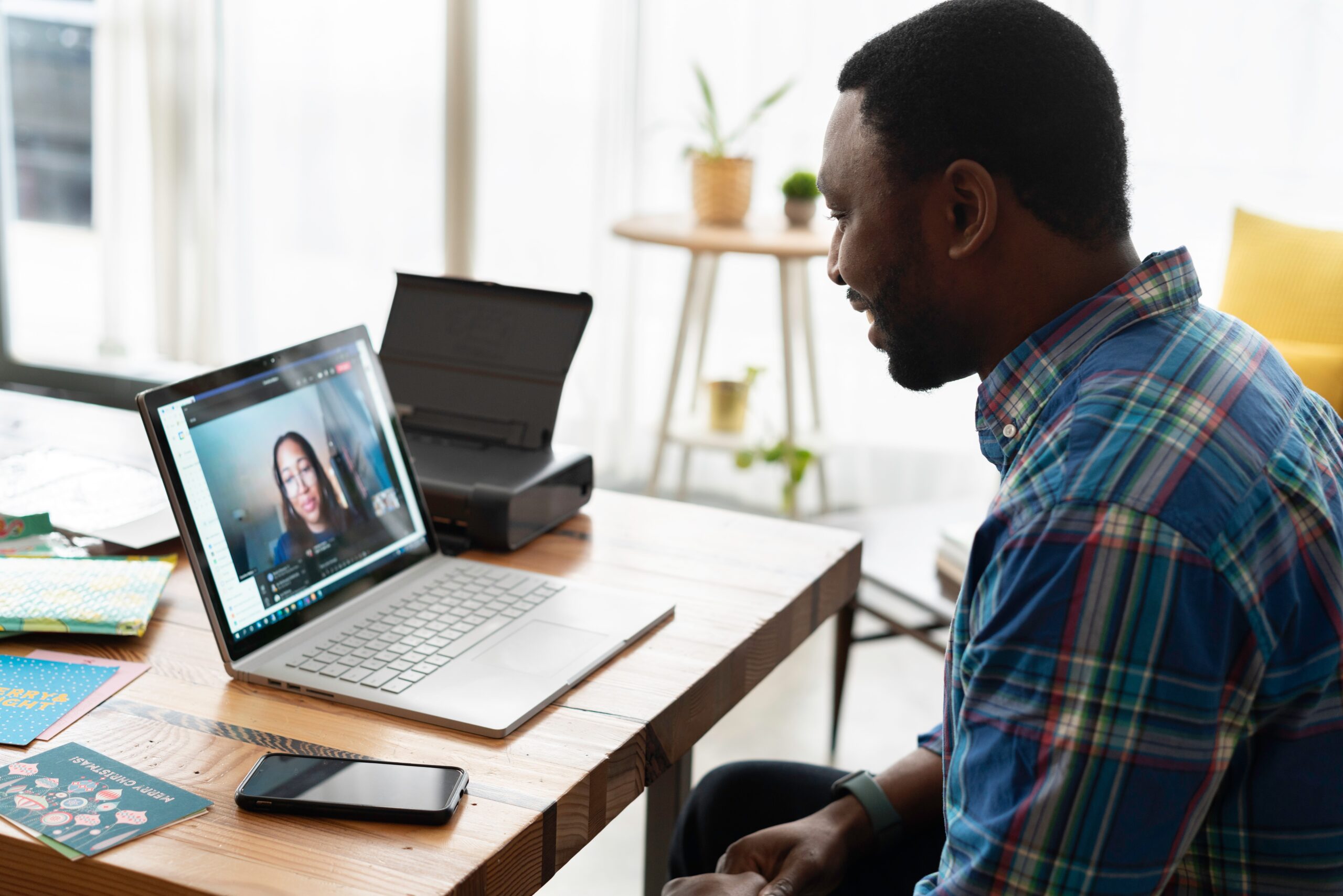 Man in a video interview