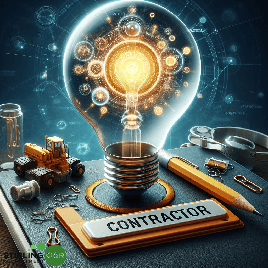 Futuristic lightbulb saying contractor