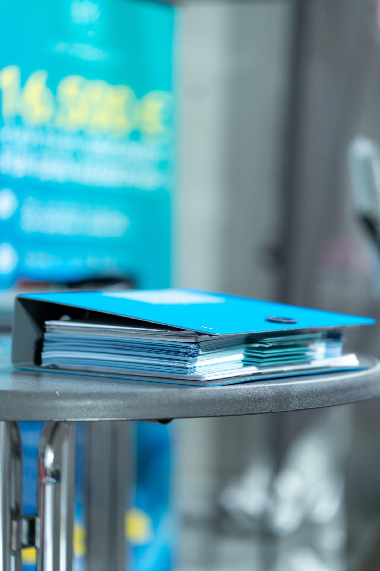 A folder with documents in it