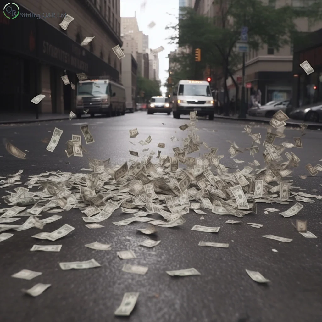 Money blowing away